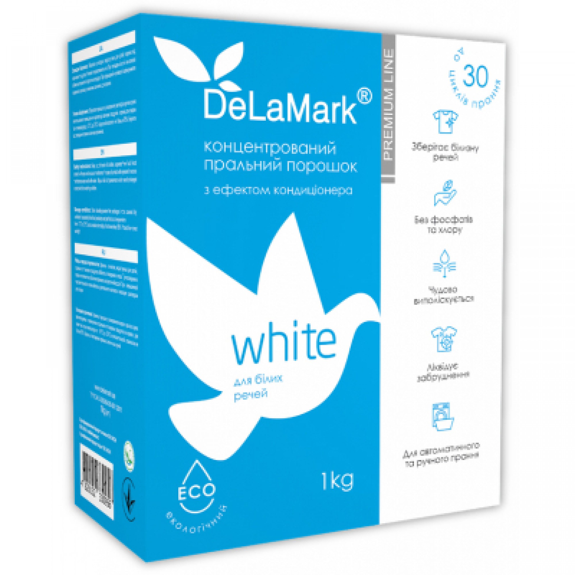 Пральний порошок DeLaMark Premium Line White з ефектом кондиціонера 1 кг (4820152330956)