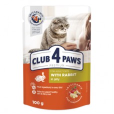 Вологий корм для кішок Club 4 Paws в желе з кроликом 100 г (4820083908903)