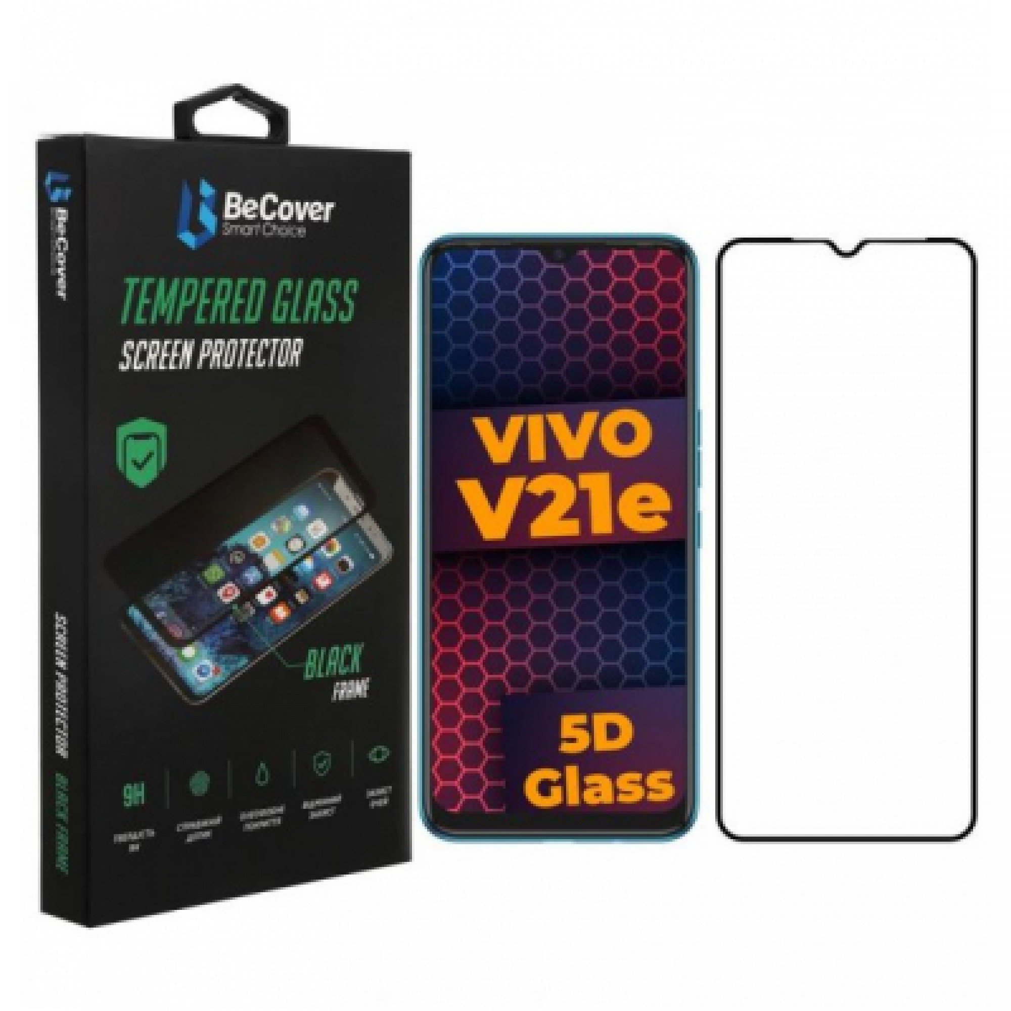 Скло захисне BeCover Vivo V21E Black (707246)