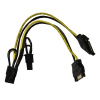 Кабель живлення SATA 15Pin x 2 to PCI-E 8Pin(6+2) 16 AWG медь Dynamode (SATA 15Pin x 2 to PCI-E 8Pin(6+2) 16 AWG)