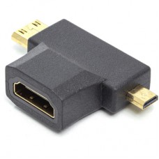Перехідник HDMI (F) to mini HDMI (M) / micro HDMI (M) PowerPlant (CA912056)