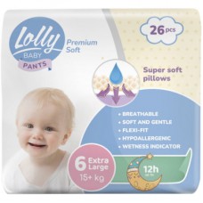 Підгузки Lolly Premium Soft Extra Large 6 (15+ кг) 26 шт (4820174981013)