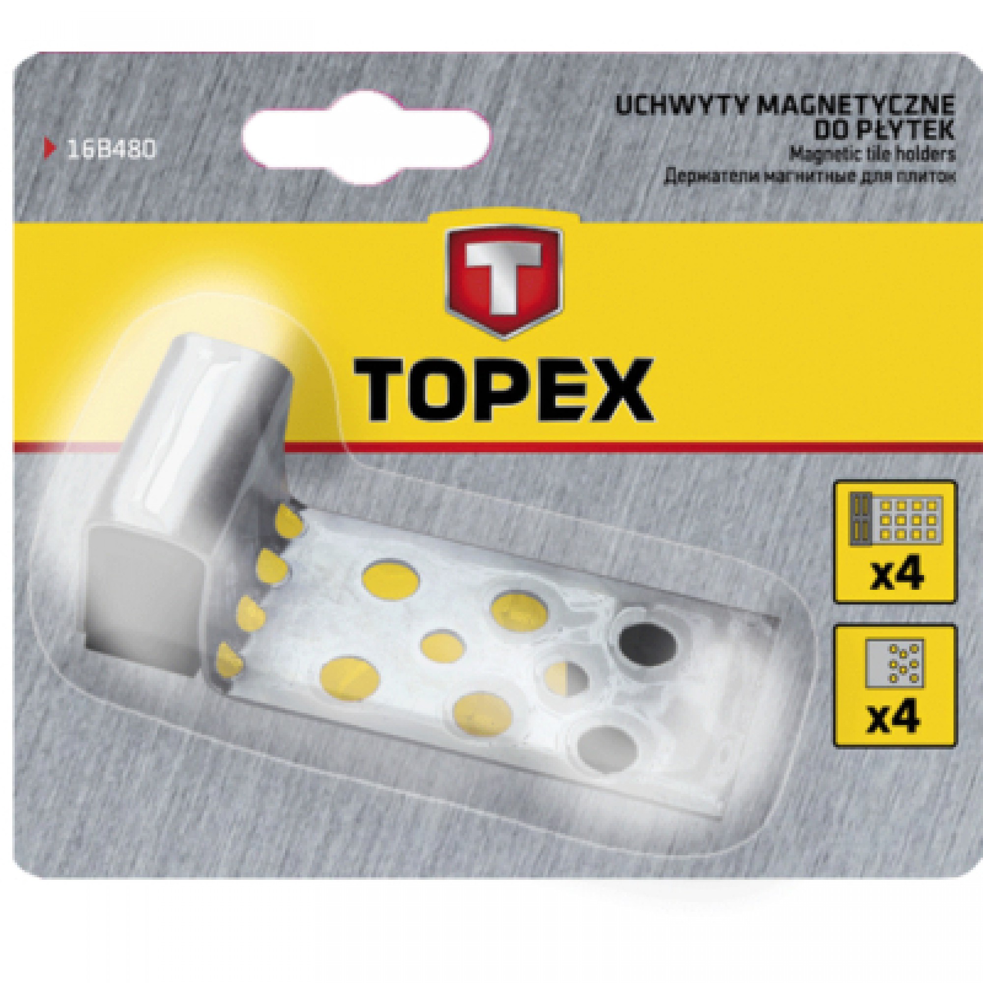 Набір інструментів Topex магніти для кахельної плитки 4 шт. (16B480)
