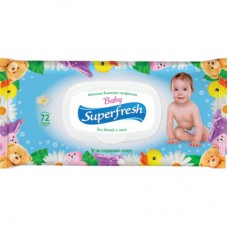 Дитячі вологі серветки Superfresh Baby chamomile з клапаном 72 шт (4820048488044)