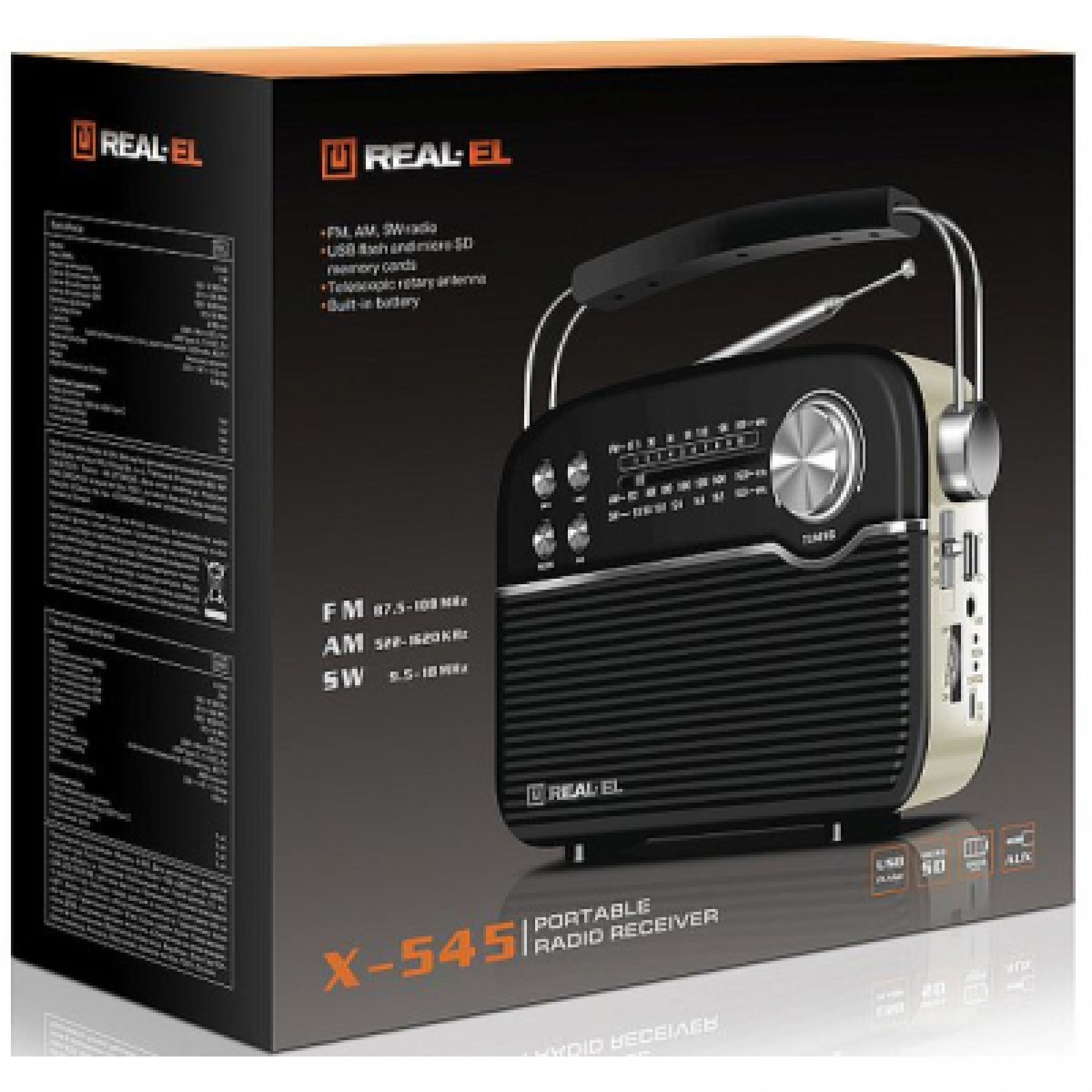 Портативний радіоприймач REAL-EL X-545 Black