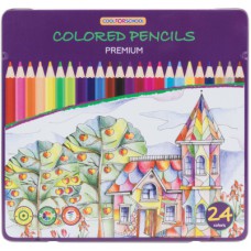 Олівці кольорові Cool For School Premium, шестигранні, 24 кольори (CF15174)