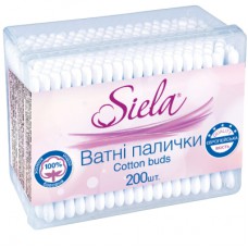 Ватні палички Siela Пластикова коробка 200 шт. (4820159840465)