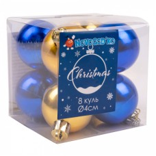 Ялинкова іграшка Novogod`ko пластик, 4см, 8 шт, (синій, золото) (974895)