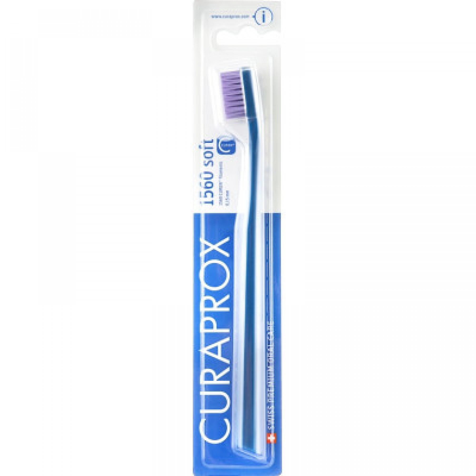 Зубна щітка Curaprox CS 1560 Soft М'яка D 0.15 мм Синя з фіолетовою щетиною (CS 1560-04)