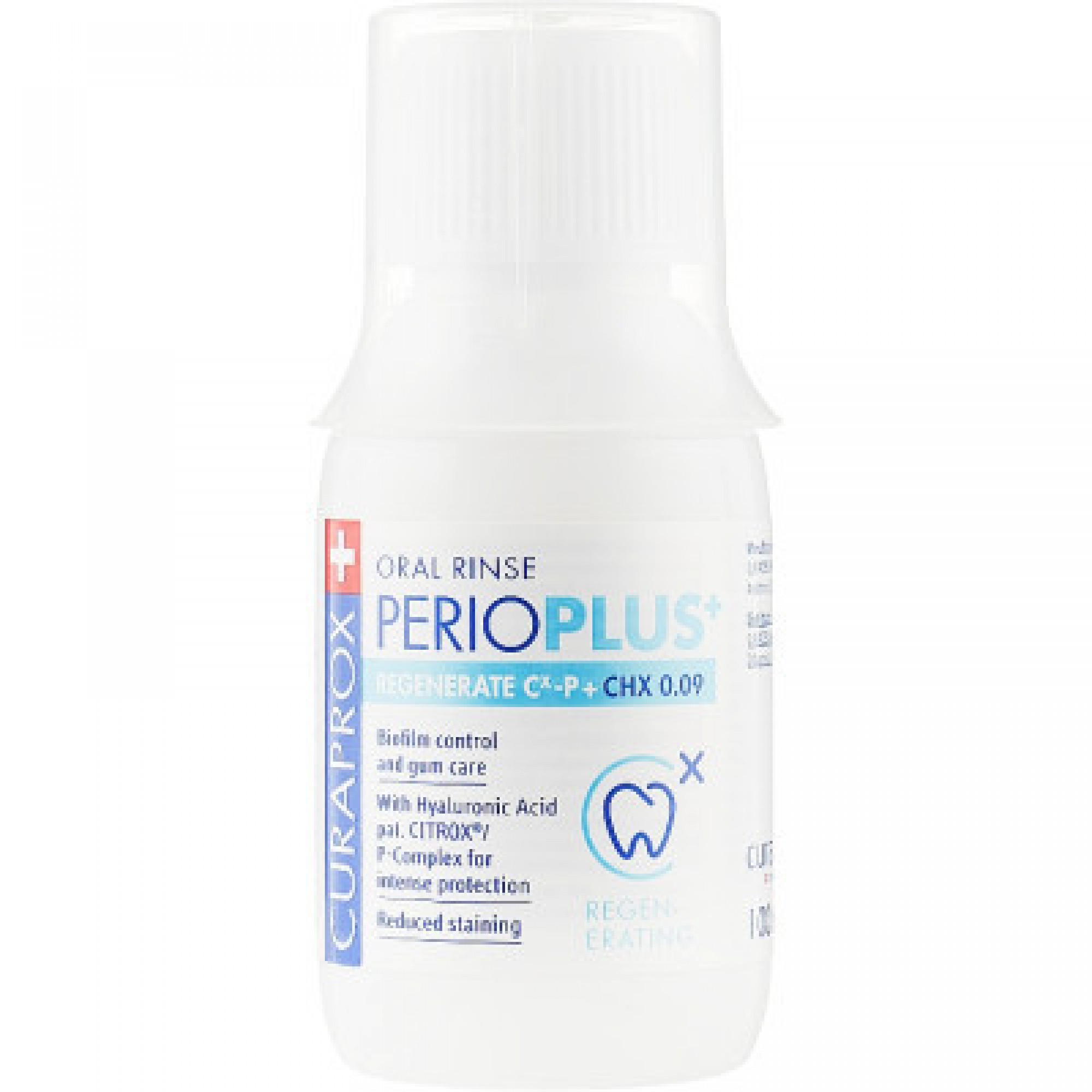 Ополіскувач для порожнини рота Curaprox PerioPlus+ Regenerate містить Citrox, гіалуронову кислоту та 0.09% хлоргексидину 200 мл (7612412426663)