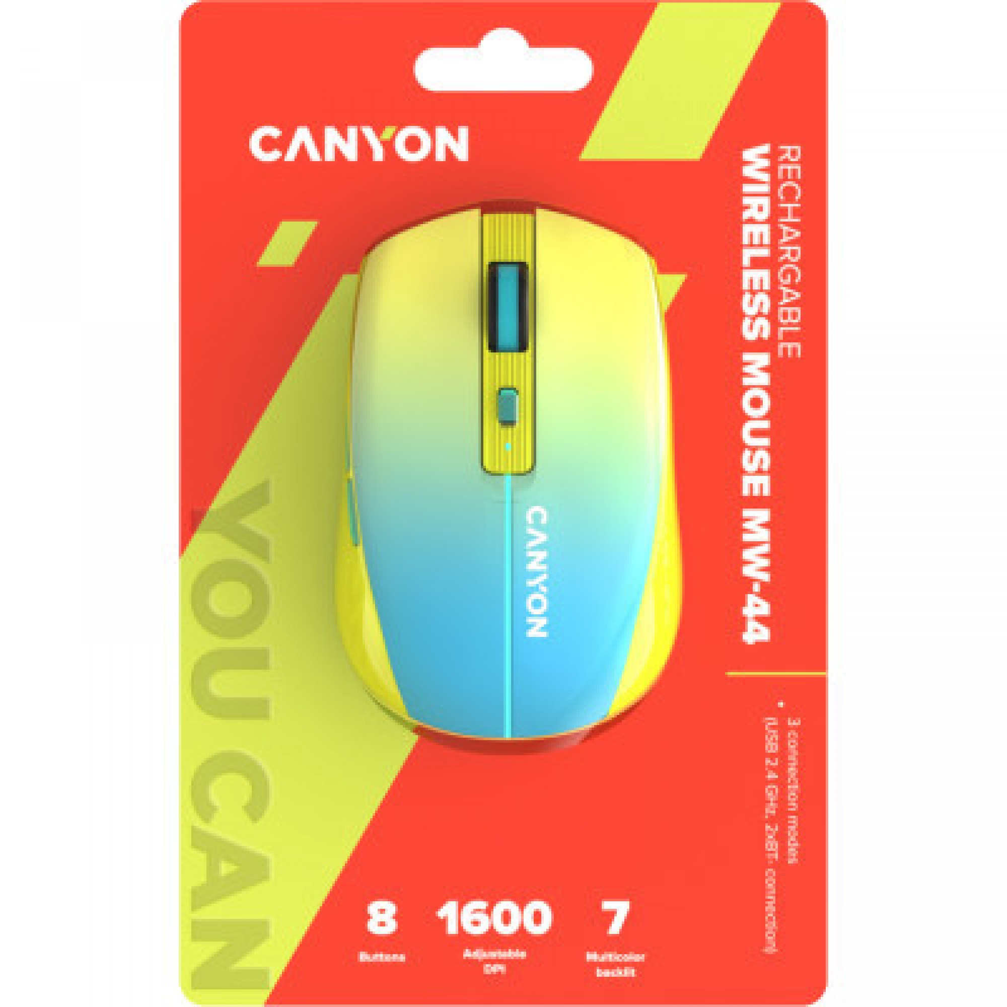 Мишка Canyon MW-44 LED Rechargeable Wireless/Bluetooth Yellow Blue (CNS-CMSW44UA)