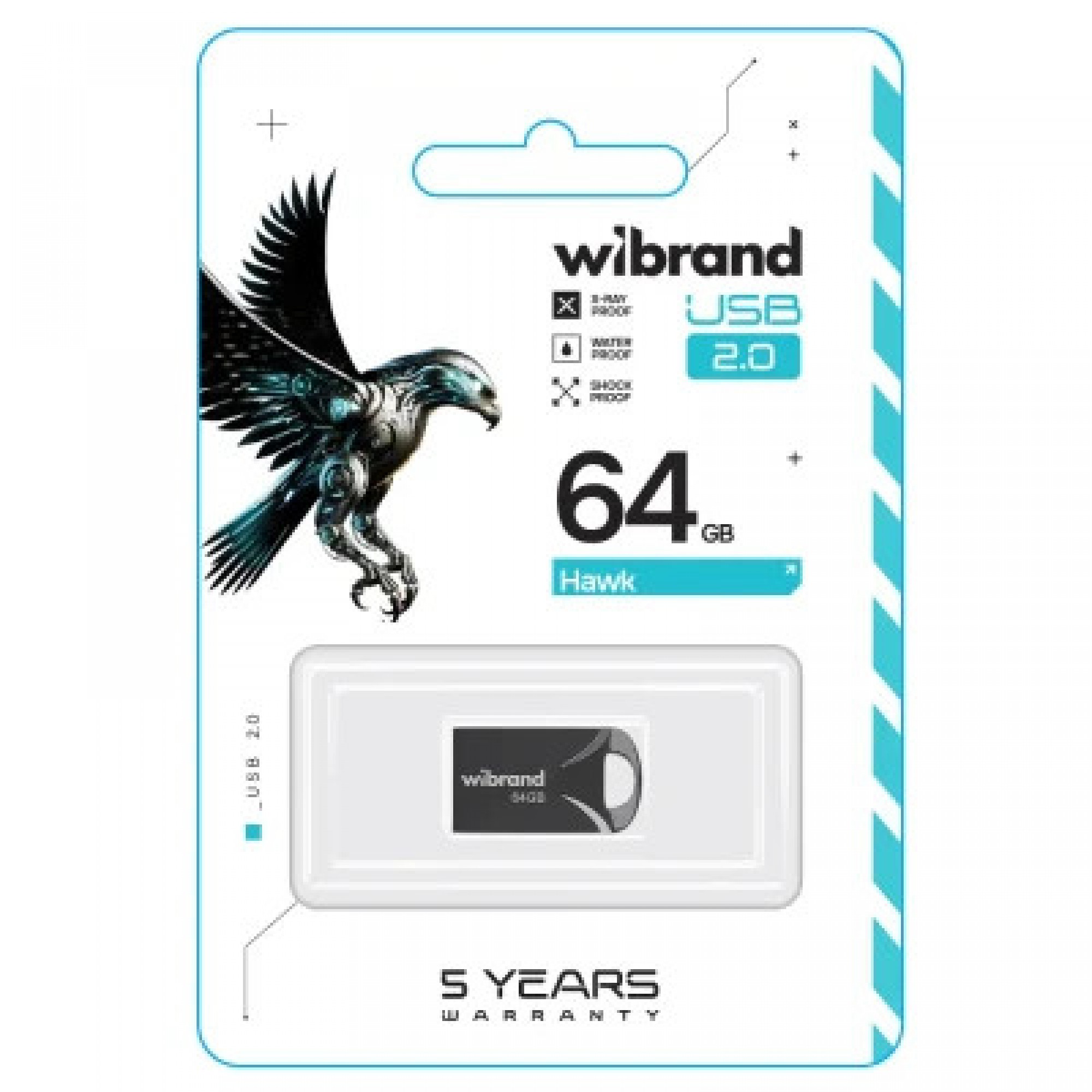 USB флеш накопичувач Wibrand 64GB Hawk Black USB 2.0 (WI2.0/HA64M1B)