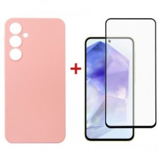 Чохол до мобільного телефона Dengos Samsung Galaxy A55 5G + Glass Pink (DG-KM-92)