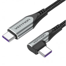 Дата кабель USB-C to USB-C 0.5m USB2.0 60W (20V/3A) angle 90° Gray Aluminum Alloy VENTION (TRAHD)