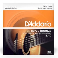 Струни для гітари D'Addario Bronze 80/20 Extra Light (10-47) (EJ10)