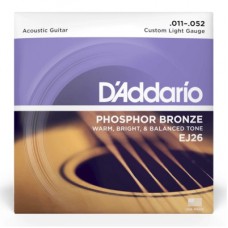 Струни для гітари D'Addario Phosphor Bronze Custom Light (11-52) (EJ26)