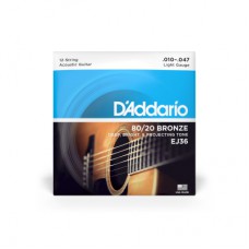 Струни для гітари D'Addario 80/20 Bronze Regular Light 12-String (10-47) (EJ36)