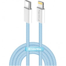 Дата кабель USB-C to Lightning 1.0m 27W blue ColorWay (CW-CBPDCL061-BL)