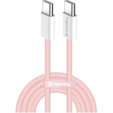 Дата кабель USB-C to USB-C 1.0m 60W 3.0А pink ColorWay (CW-CBPDCC061-P)