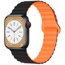 Ремінець до смарт-годинника Drobak Silicone Magnetic Link для Apple Watch All Series Ultra 2 49/45/44/42mm Black Orange (898930)