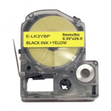 Стрічка для принтера етикеток UKRMARK E-K3YBP, 9мм х 9м, black on yellow, сумісна з LK-3YBP (900855)