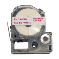 Стрічка для принтера етикеток UKRMARK E-LC4WRN, 12мм х 8м, red on white, сумісна з LC-4WRN (900925)