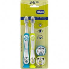 Дитяча зубна щітка Chicco 3-6 років, 2 шт. жовтий/блакитна (8058664174751) (12084.11)