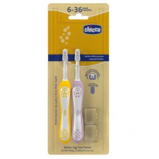 Дитяча зубна щітка Chicco 6-36 міс., 2 шт. бузково/жовта (8058664174706) (12082.00)