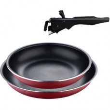 Набір сковорідок Bergner Click & cook, зі знімною ручкою, 22/26 см, червоний (BG-31605-RD)