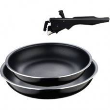 Набір сковорідок Bergner Click & cook, зі знімною ручкою, 22/26 см, чорний (BG-31605-BK)
