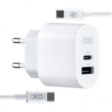 Зарядний пристрій XO L97 (1Type-C/1USB/2.4A) + Type-C - Type-C White (XO-L97-TC)