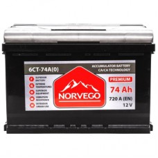 Акумулятор автомобільний NORVEGO ВЕСТА Premium 74A +прав (0) (720 пуск)