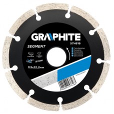 Круг відрізний Graphite алмазний, сегментовиний, 115х 22.2мм, висота сегменту 8мм, (57H616)