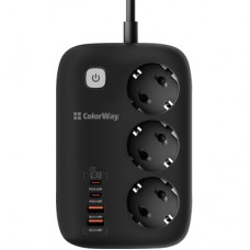 Мережевий фільтр живлення ColorWay CW-CHE34PDB 3 роз/4USB GaN3 Pro (CW-CHE34PDB)
