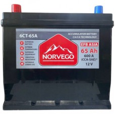 Акумулятор автомобільний NORVEGO ВЕСТА Asia EFB 65A +лів (1) (600 пуск)