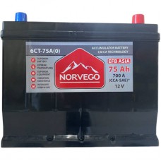 Акумулятор автомобільний NORVEGO ВЕСТА Asia EFB 75A +прав (0) (700 пуск)