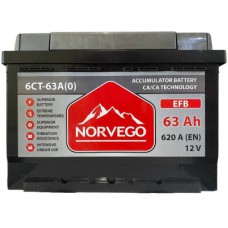 Акумулятор автомобільний NORVEGO ВЕСТА EFB 63A +прав (0) (620 пуск)