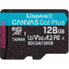 Карта пам'яті Kingston 128GB microSDXC сlass 10 UHS-I U3 V30 A2 Canvas Go Plus G4 (SDCG4/128GBSP)