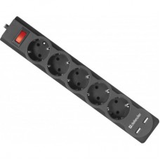 Мережевий фільтр живлення Defender DFS 751, 1.8m, 5роз., 2xUSB (99751)