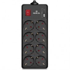 Мережевий фільтр живлення REAL-EL RS-PROTECT 805 3m, black (EL122300043)