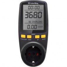 Ватметр ColorWay цифровий 16A/3680W, black (CW-VM16-02D)