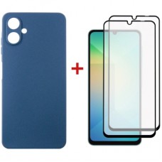 Чохол до мобільного телефона Dengos Kit Samsung Galaxy A06 Carbon + 2 pcs glass (Blue) (DG-CTG2P-06)