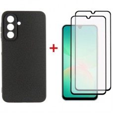 Чохол до мобільного телефона Dengos Kit Samsung Galaxy A26 Carbon + 2 pcs glass (Black) (DG-CTG2P-08)