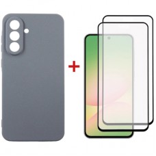 Чохол до мобільного телефона Dengos Kit Samsung Galaxy A56 Carbon + 2 pcs glass (Grey) (DG-CTG2P-09)