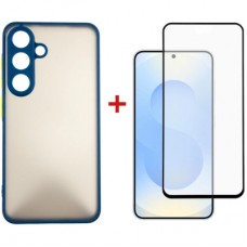 Чохол до мобільного телефона Dengos Kit Samsung Galaxy S25 Matte + glass (Blue) (DG-KM-142)