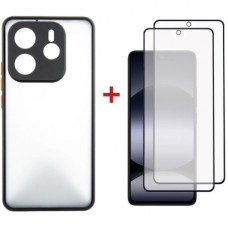 Чохол до мобільного телефона Dengos Kit Xiaomi Redmi Note 14 5G Matte + 2 pcs glass (Black) (DG-CTG2P-01)