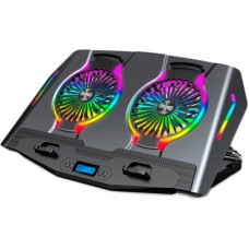 Підставка до ноутбука IceCoorel 10-18", 2*125mm 1400 RPM, 2*USB, + LCD display, 461x298x52mm, RGB (N10)