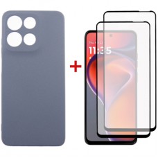 Чохол до мобільного телефона Dengos Motorola G15/G15 Power Carbon + glass 2pcs (Grey) (DG-CTG2P-17)