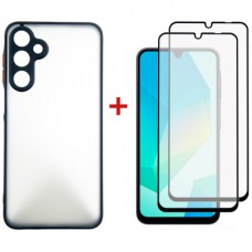 Чохол до мобільного телефона Dengos Samsung Galaxy A16 Matte + glass 2pcs (Black) (DG-CTG2P-04)