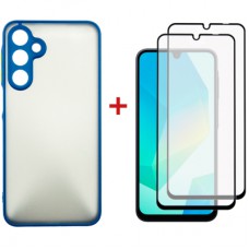 Чохол до мобільного телефона Dengos Samsung Galaxy A16 Matte + glass 2pcs (Blue) (DG-CTG2P-03)